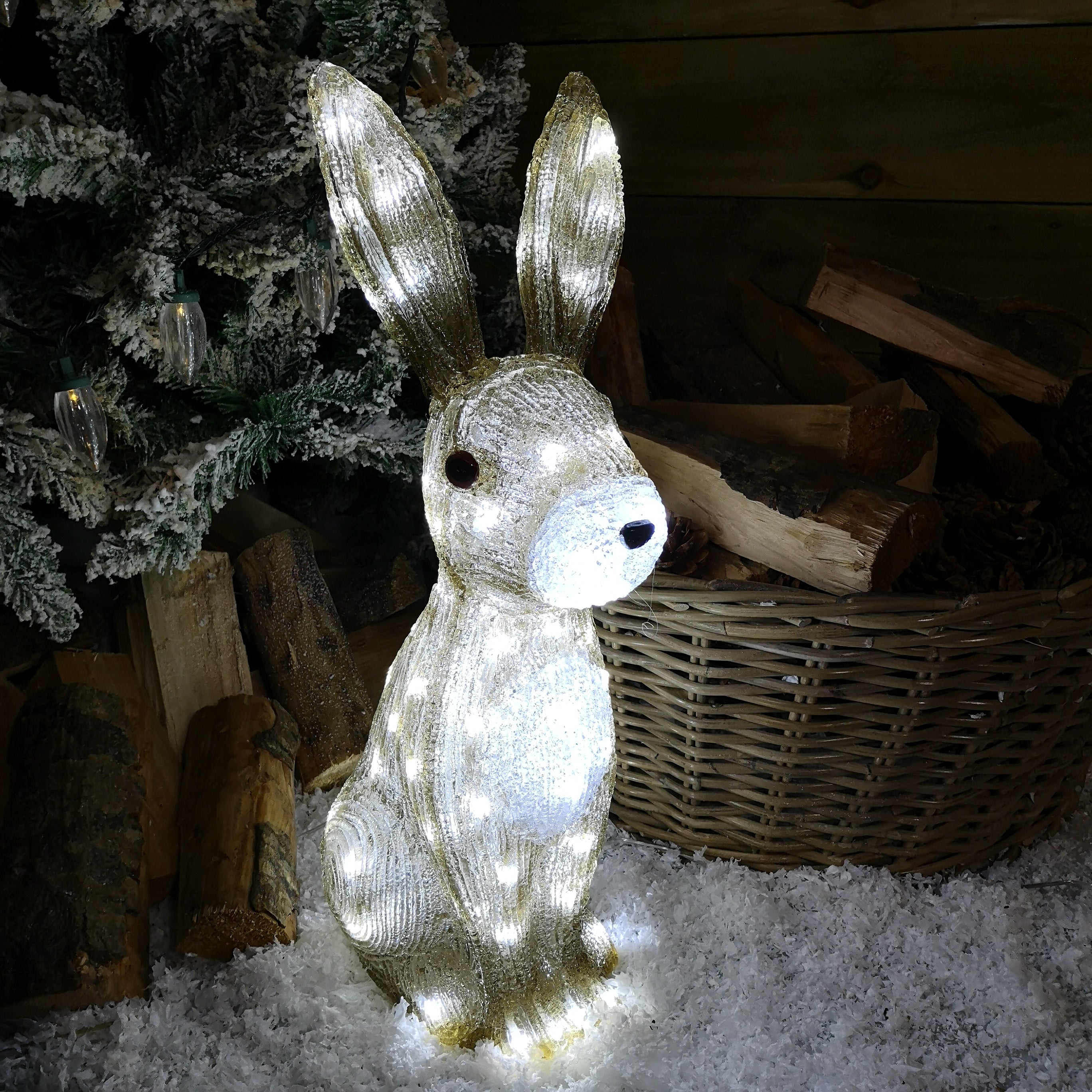 54cm Outdoor The Snowman Acrylic Christmas Hare / Rabbit Figure 80 LEDs