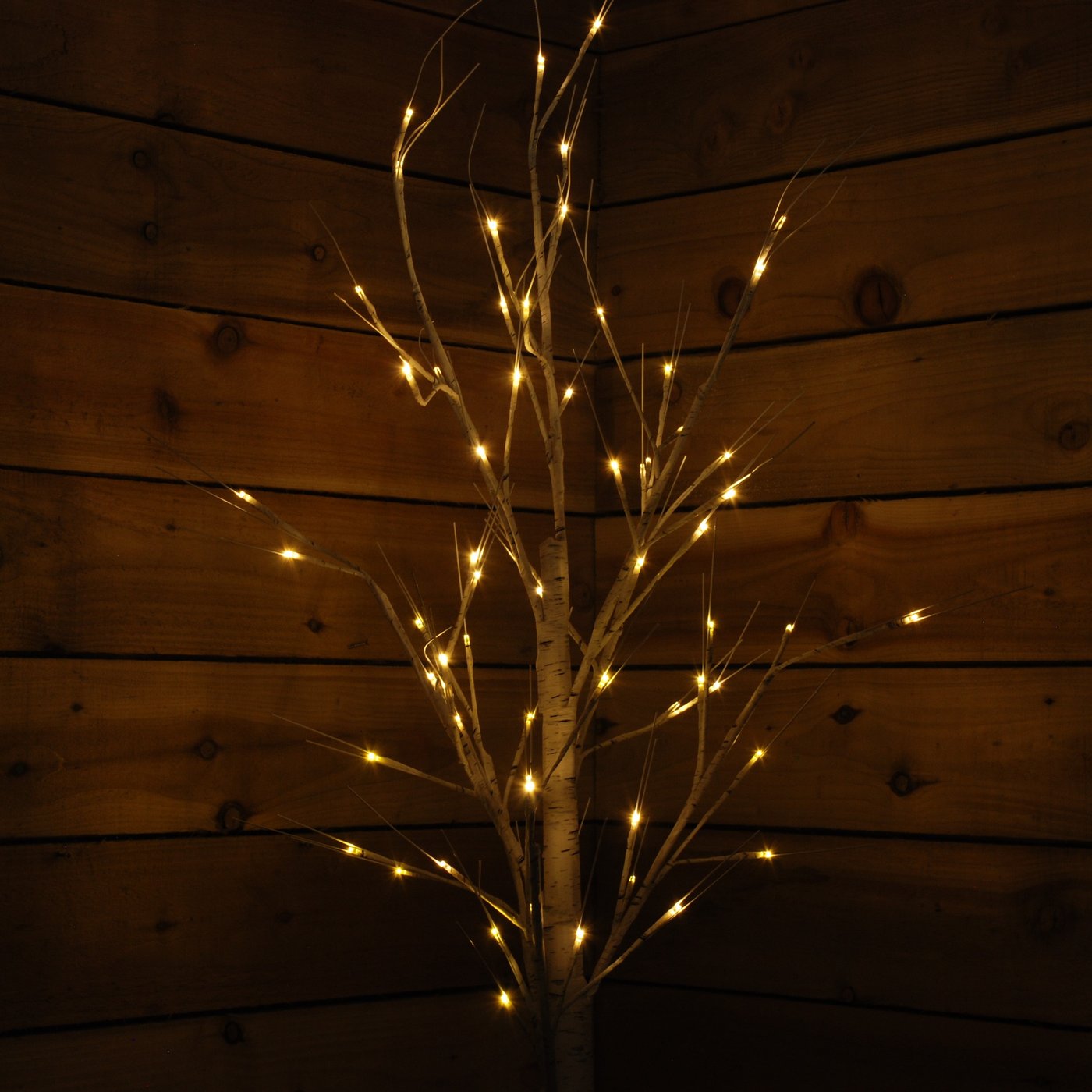 2.4m (8ft) Indoor Outdoor Christmas Lit Birch Tree with 136 Warm White LEDs