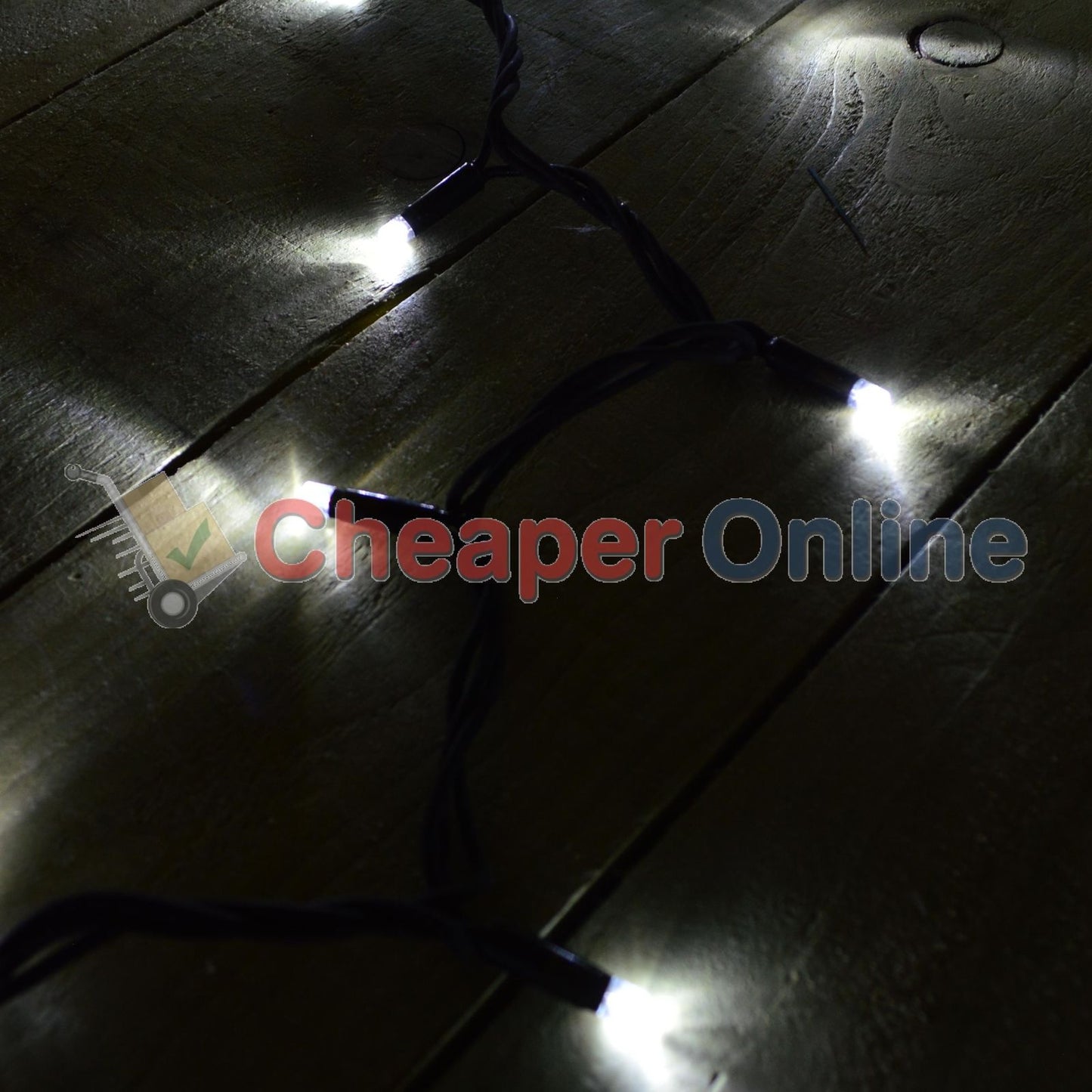 300 Ice White LED Super Long Snowtime 29.9m Connectable Lights on a Black Cable