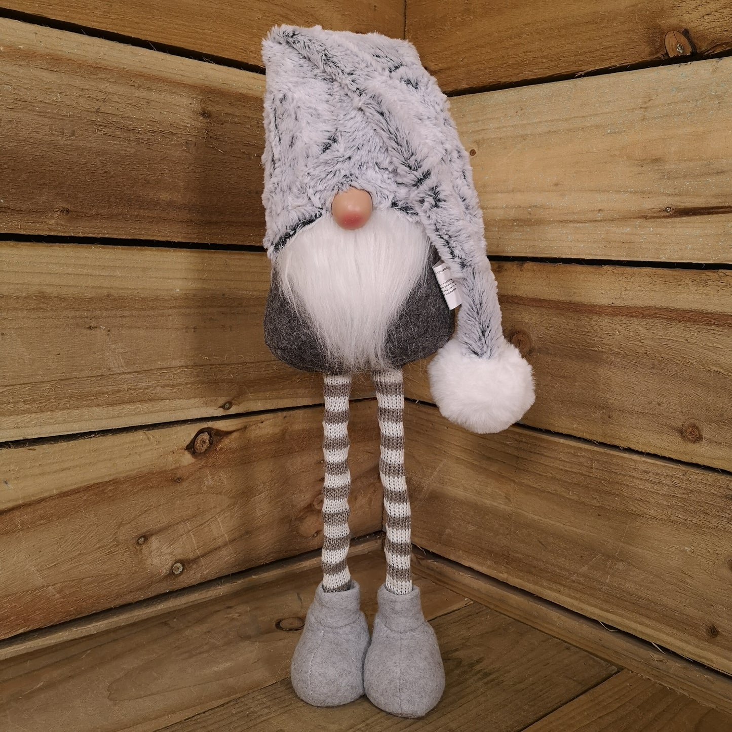 80cm Festive Christmas Male Grey Gonk with Oversized Hat and Extendable Legs