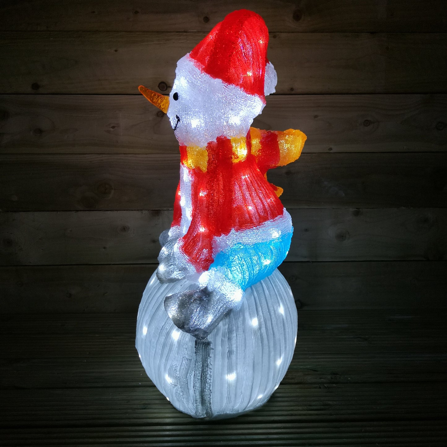 70cm Indoor Outdoor LED Acrylic Snowman Christmas Decoration in Cool White