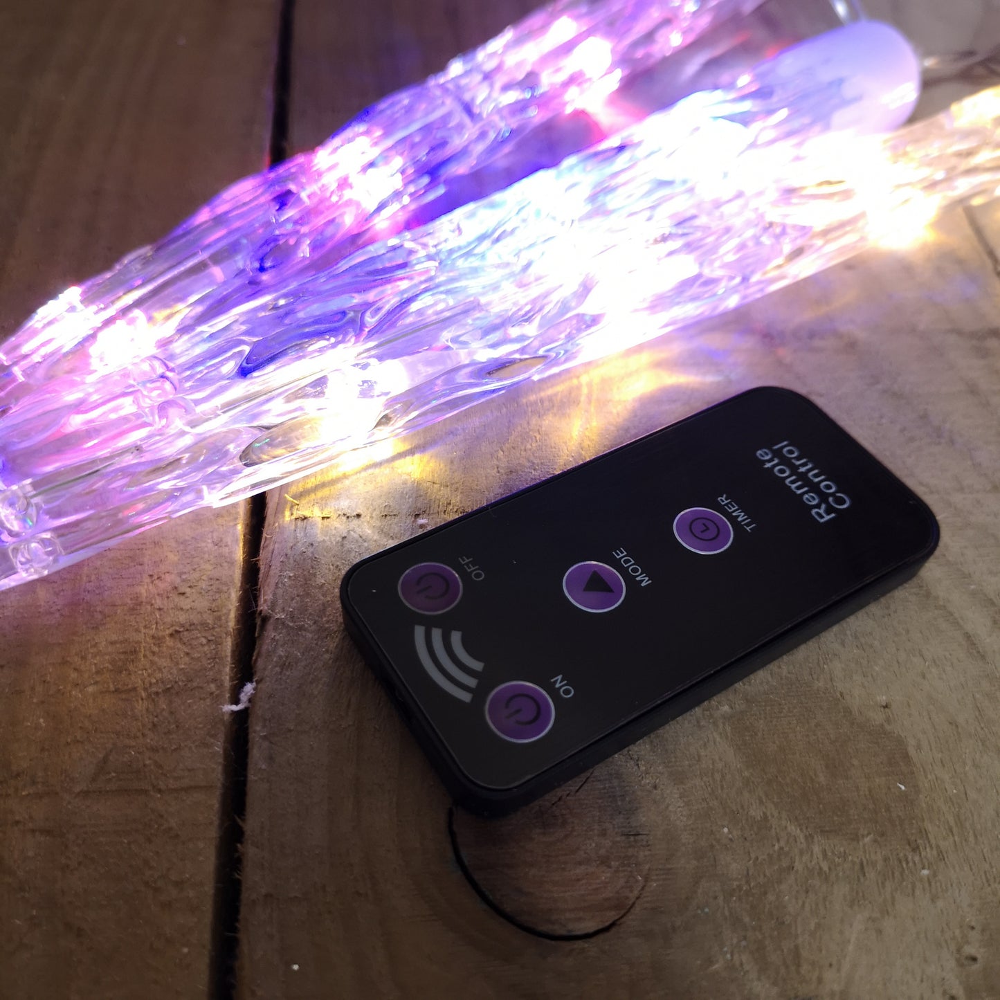 Festive 24 Remote Controlled Colour Changing LED Icicle Lights