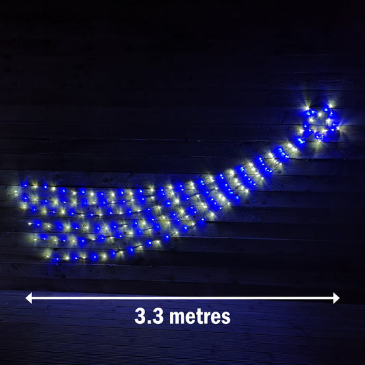 200 LED 3.32m Multifunction Shooting Star Silhouette Christmas Light in Blue & White