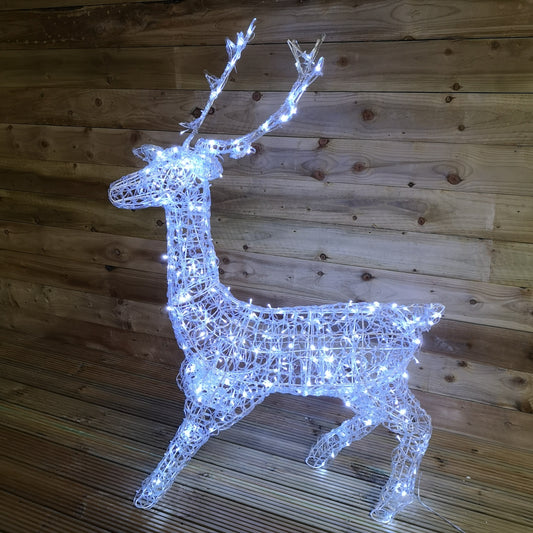 Premier Christmas Acrylic 1.4m Reindeer Stag with White LED Lights