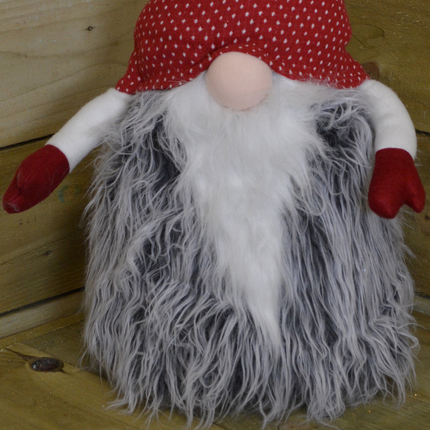 Large Festive 52cm Cuddly Gonk Indoor Christmas Decoration - White Spotty Hat