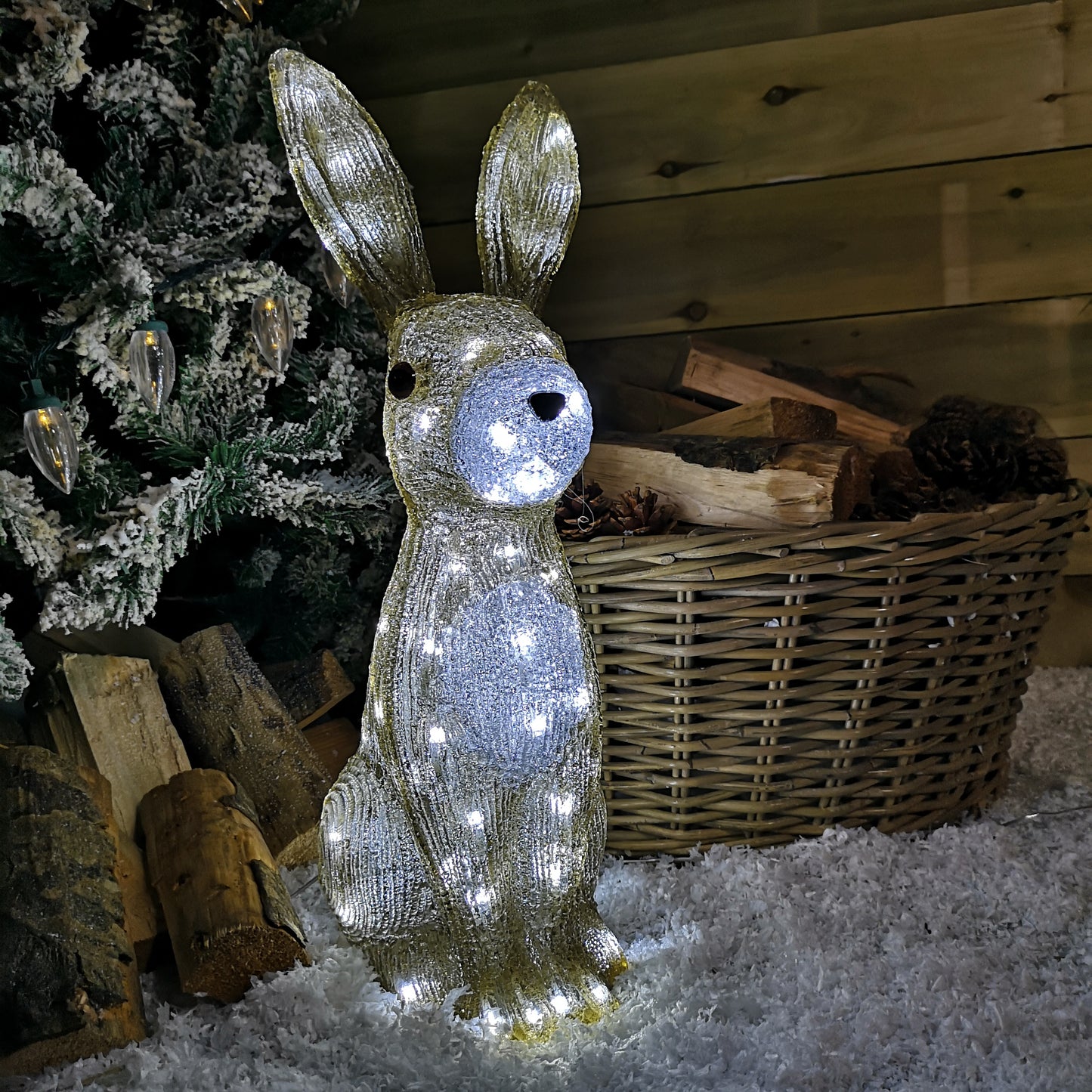 54cm Outdoor The Snowman Acrylic Christmas Hare / Rabbit Figure 80 LEDs