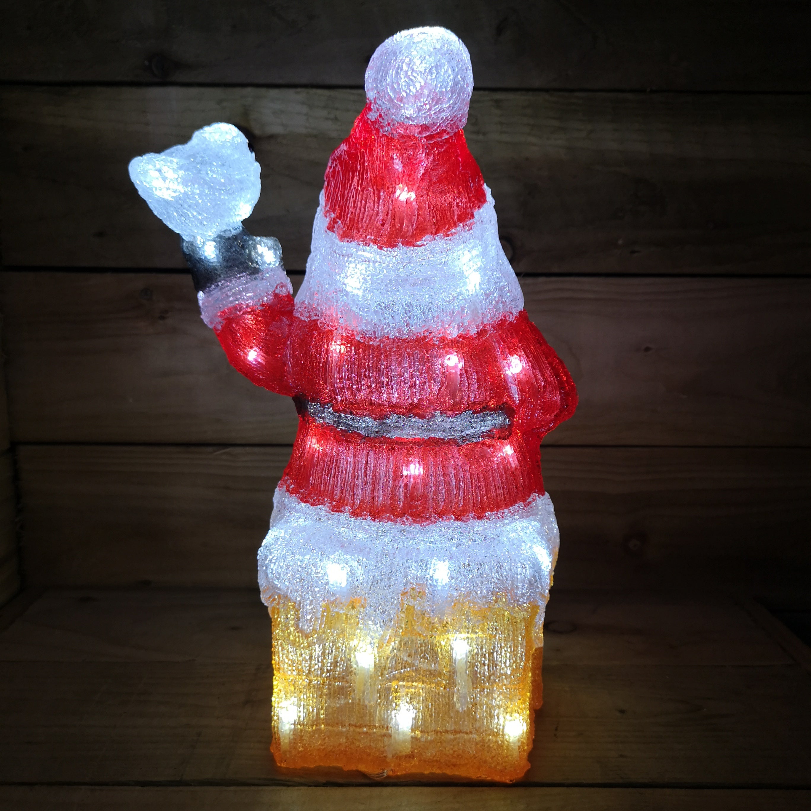 39cm Festive Acrylic Lit Sitting Santa Bird Outdoor Christmas Decoration 40 LED