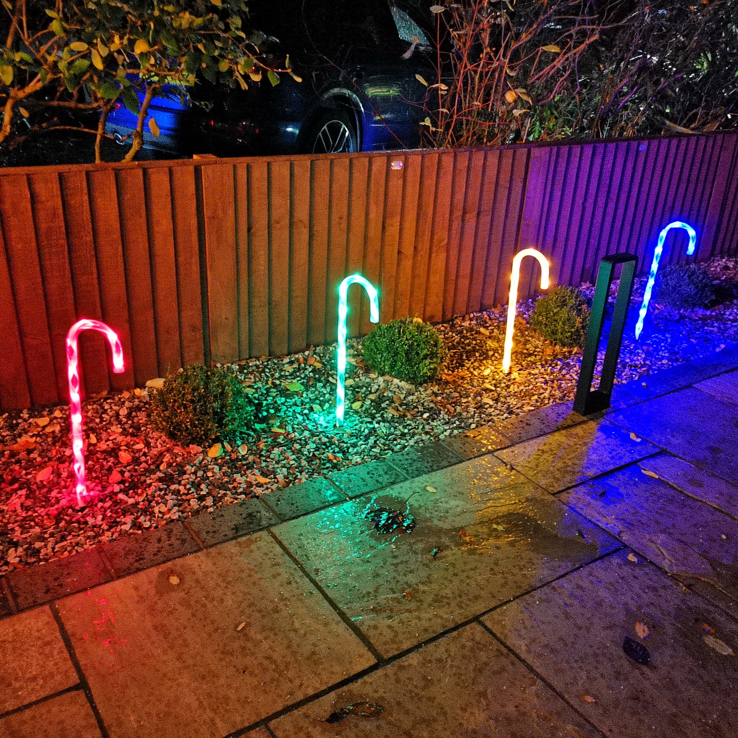 4pcs 62cm Outdoor Multicoloured Christmas Candy Cane LED Path Lights for Garden