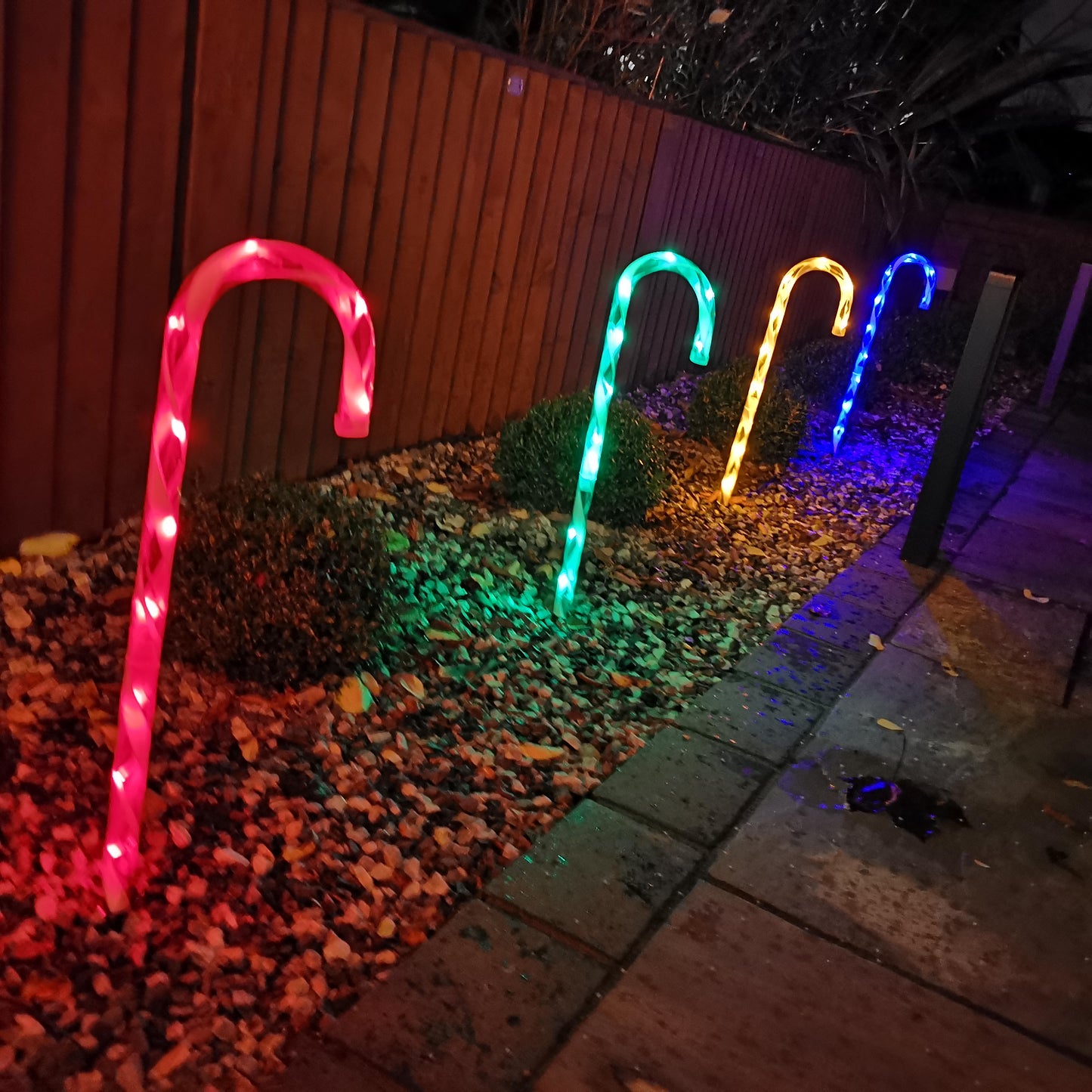 4pcs 62cm Outdoor Multicoloured Christmas Candy Cane LED Path Lights for Garden