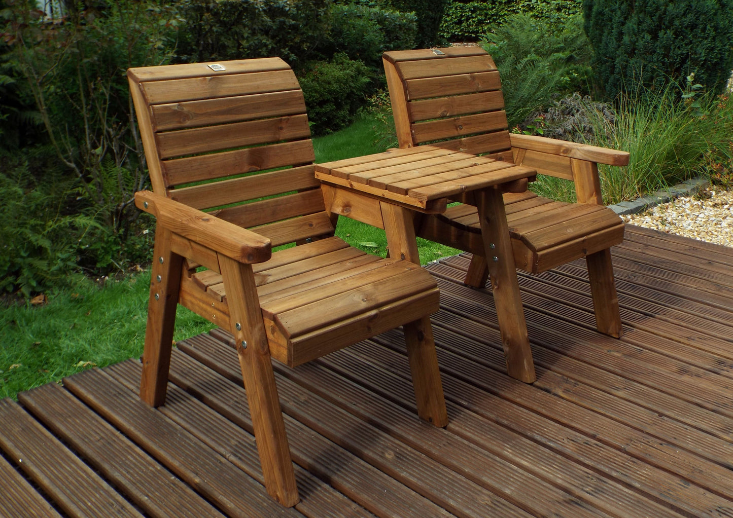 Charles Taylor Hand made Chunky Wooden Garden Furniture Love Seats Flat Packed Or Ready Assembled