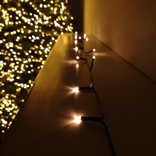 1000 LED 100m Premier Christmas Indoor Outdoor Multi Function Battery Operated String Lights with Timer in Vintage Gold