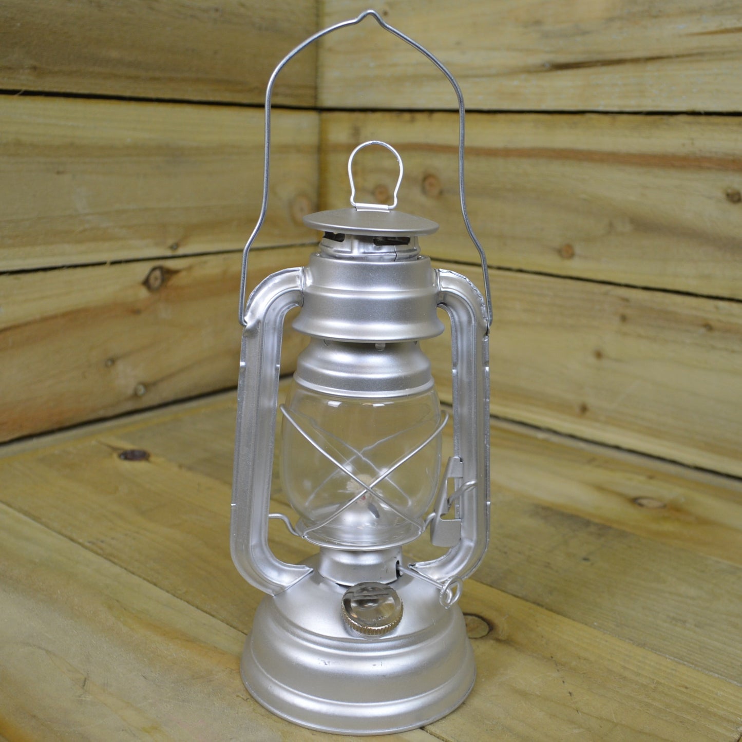 10" Paraffin Hurricane Camping Lantern Light - Silver