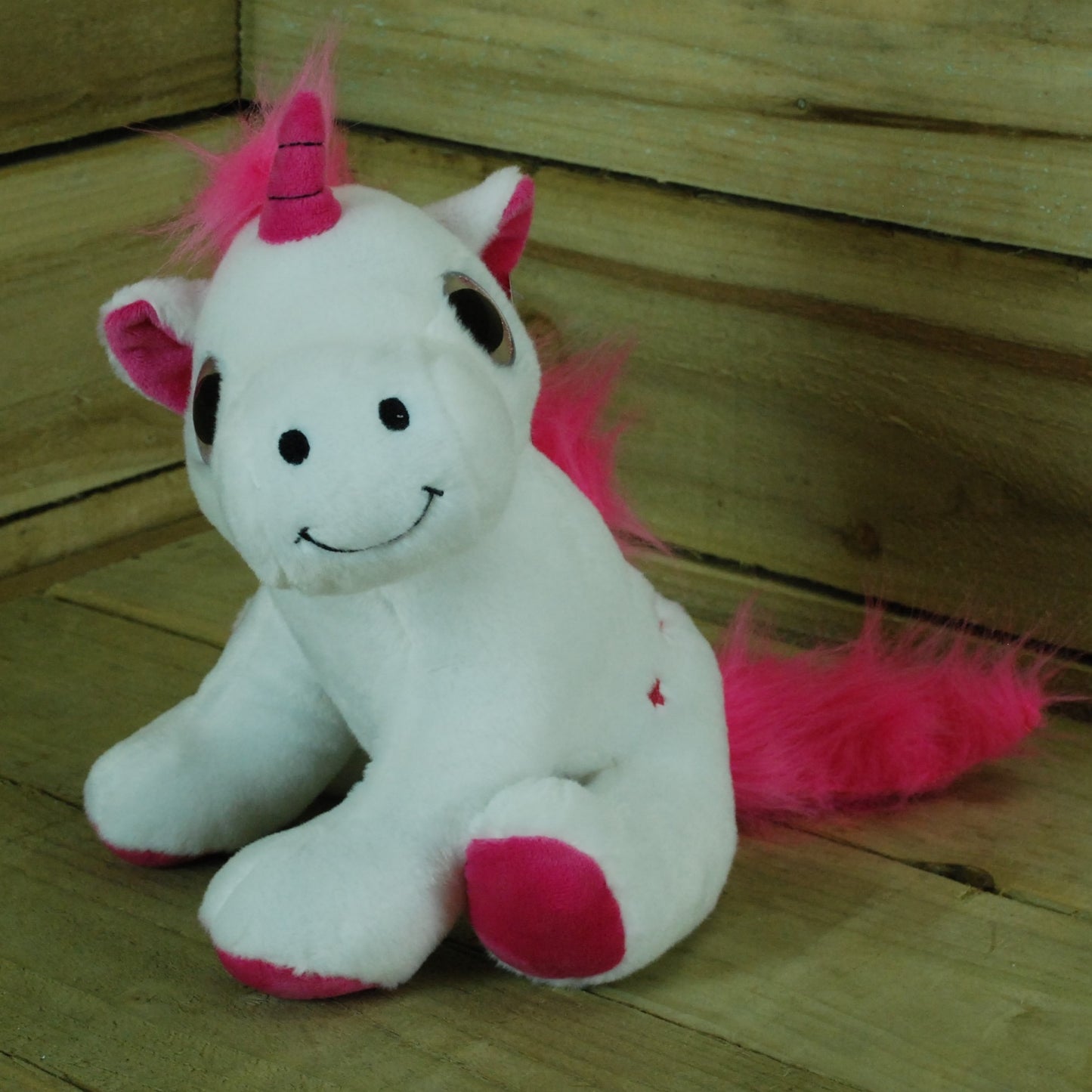 25cm Plush White Unicorn with Pink Mane and Tail