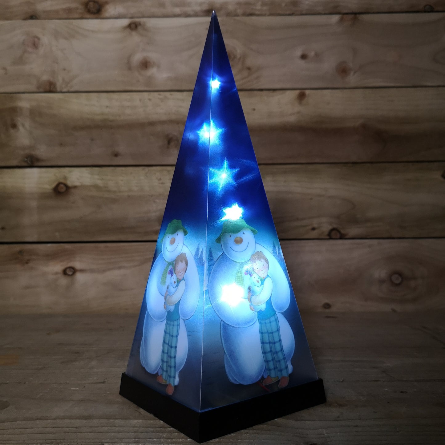 35cm The Snowman and The Snowdog LED Pyramid Christmas Decoration with Timer