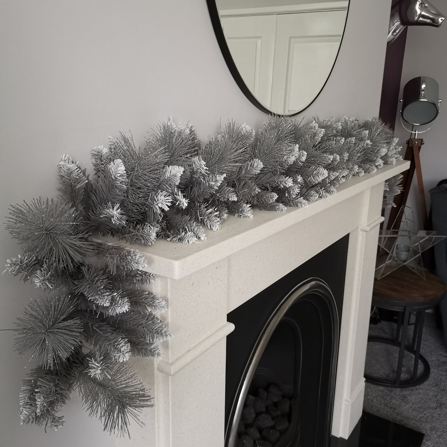 Premier 6ft (1.8m) Christmas Silver Garland With Some Glitter Tips