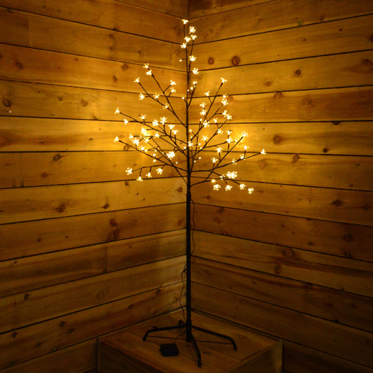 Premier 1.5m Battery Cherry Blossom Tree - 96 Cool White LED Lights & Timer