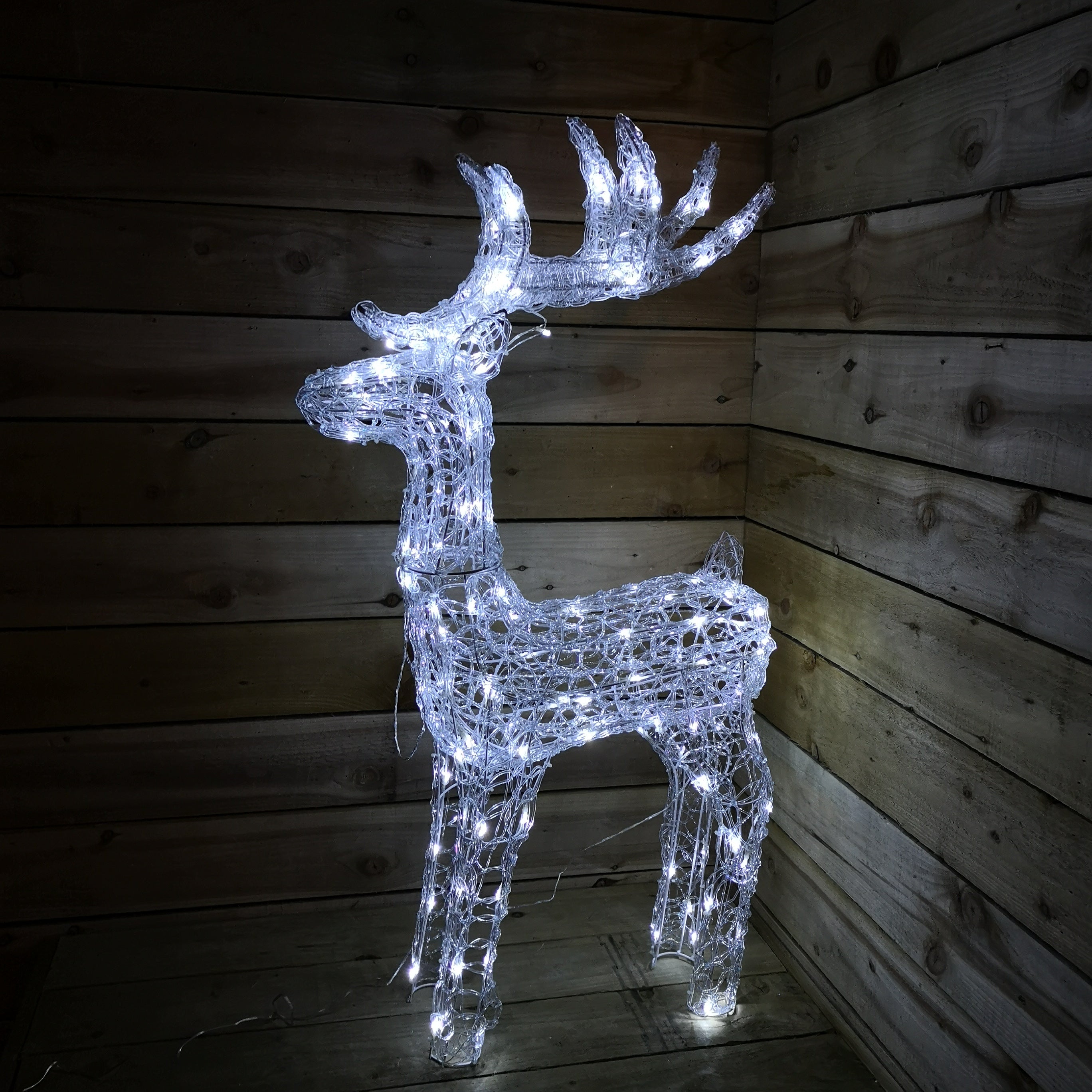 Christmas Lit Soft Acrylic Reindeer White LED Indoor Outdoor