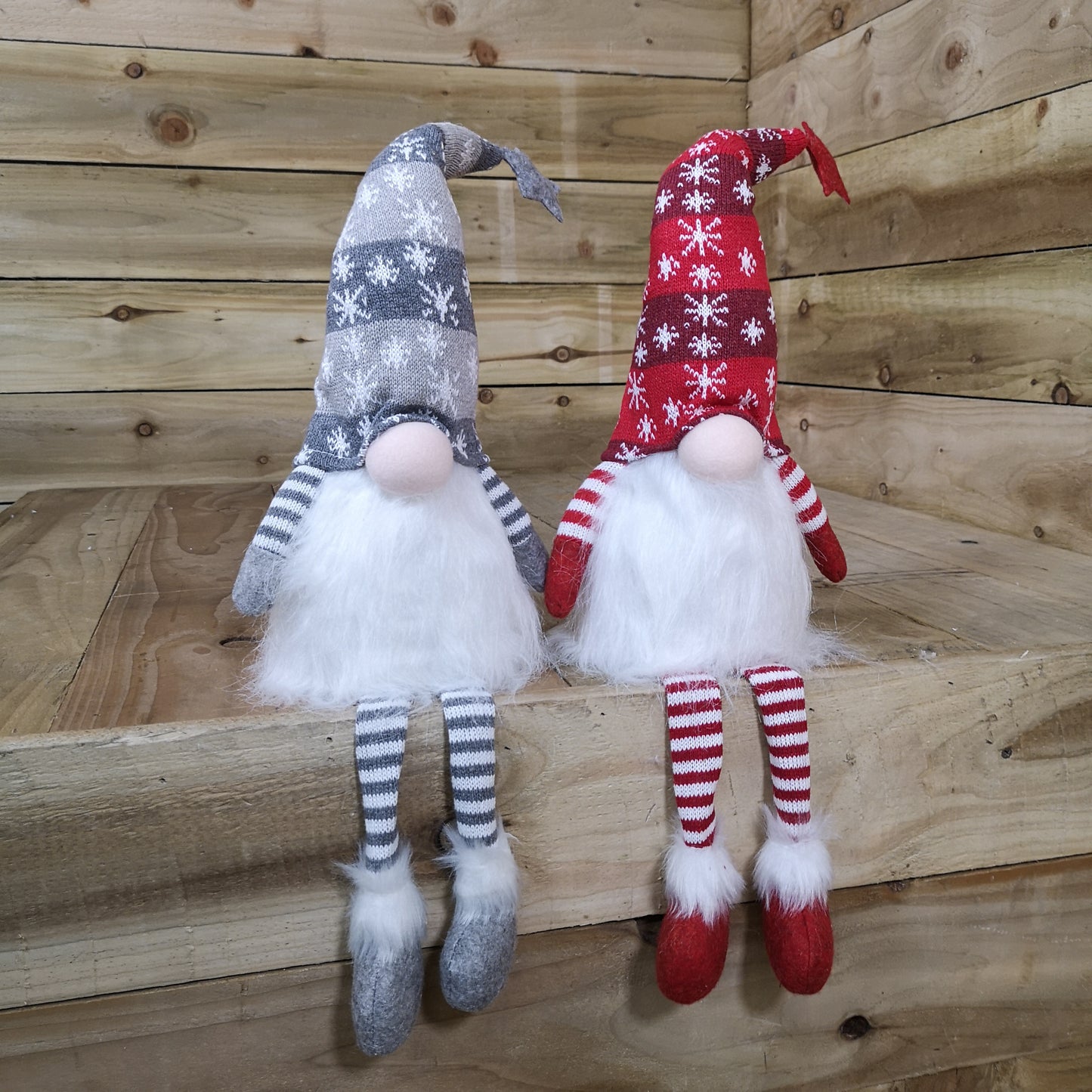 48cm Christmas Light Up Gnome Gonk Nordic Dangly Leg Sitting Choose Red or Grey