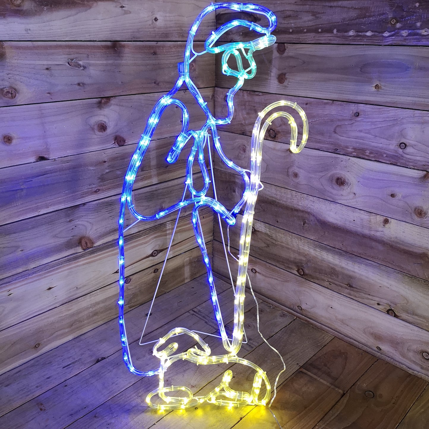 1M 150 LED Multicoloured Indoor Outdoor Christmas Nativity Shepherd with Lamb Silhouette Rope Light