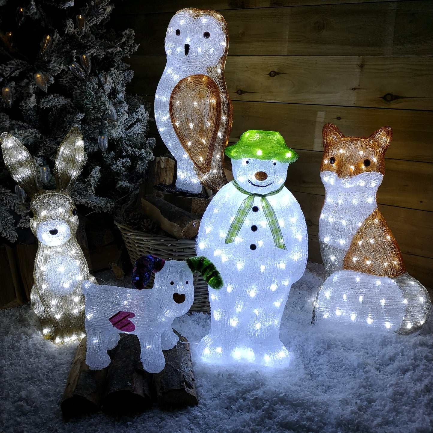 The Snowman and Friends Acrylic LED Lit Outdoor Figures