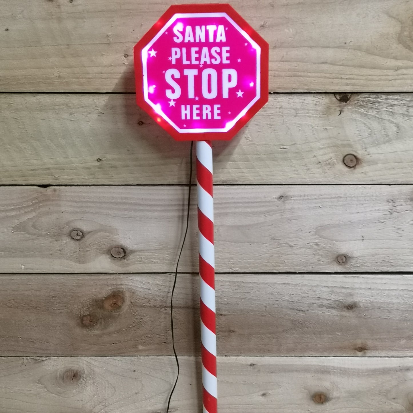 80cm Premier Christmas Sign -  Santa Please Stop Here with LED & Timer