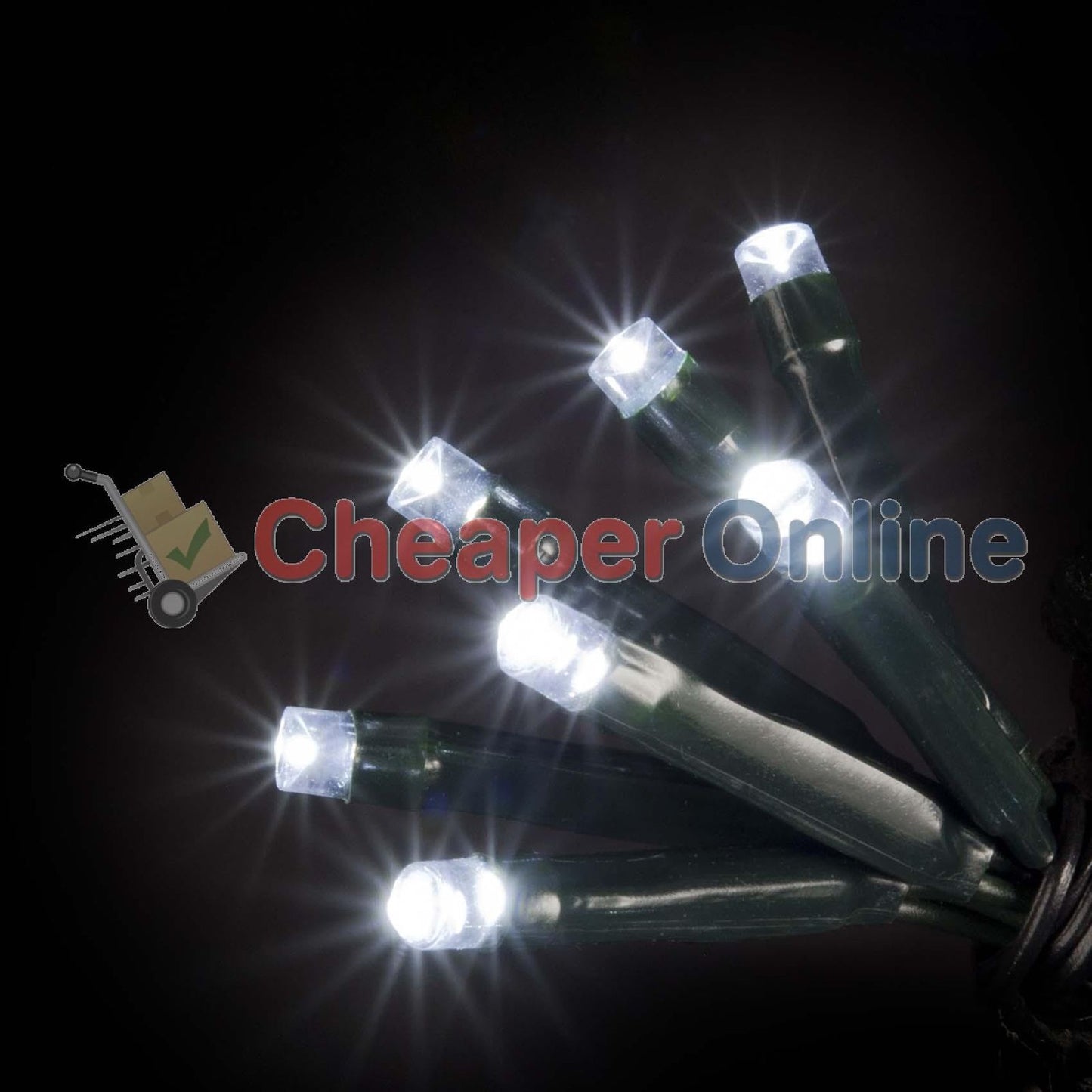 300 Ice White LED Super Long Snowtime 29.9m Connectable Lights on a Black Cable