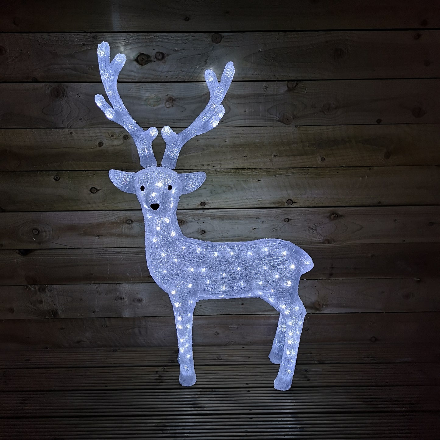 115cm LED Acrylic White Standing Christmas Reindeer Decoration