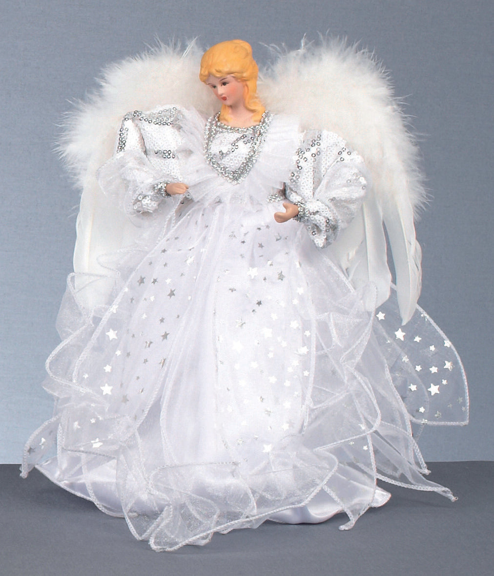 30cm White & Silver Christmas Tree Top Fairy Angel House Decoration Ornament