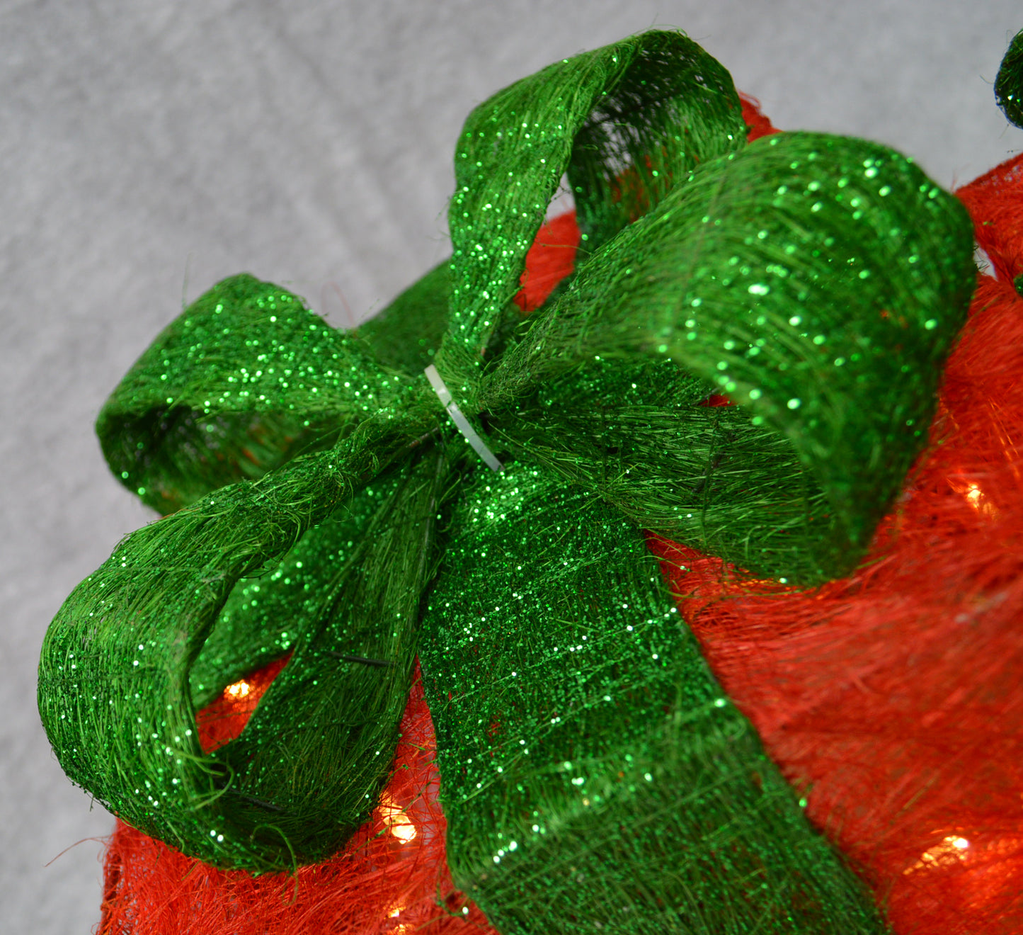 Premier Christmas Set of 3 Glitter Parcels in Red with Green Bow & LED Lights Mains Operated