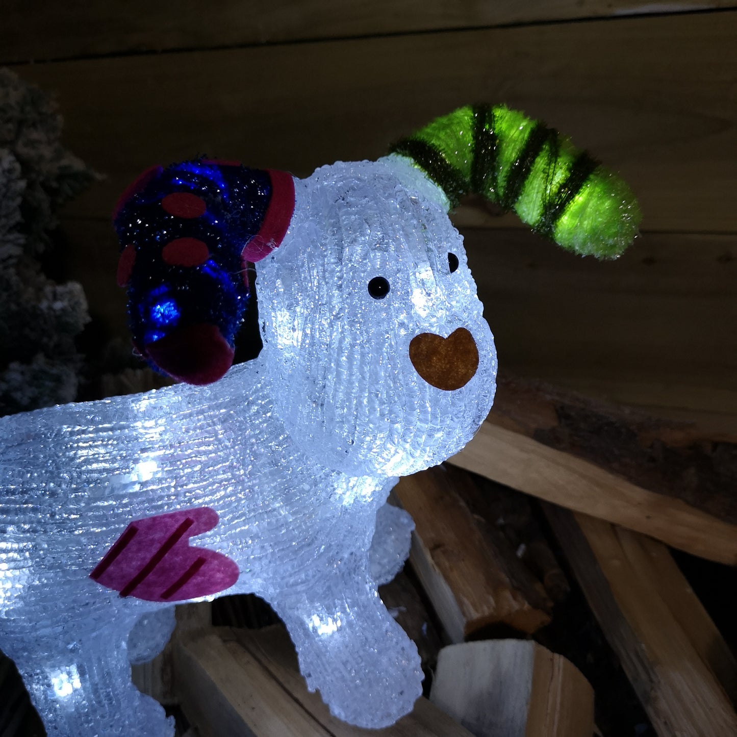 31cm The Snowman Acrylic Snowdog Christmas Decoration with 24 Ice White LEDs