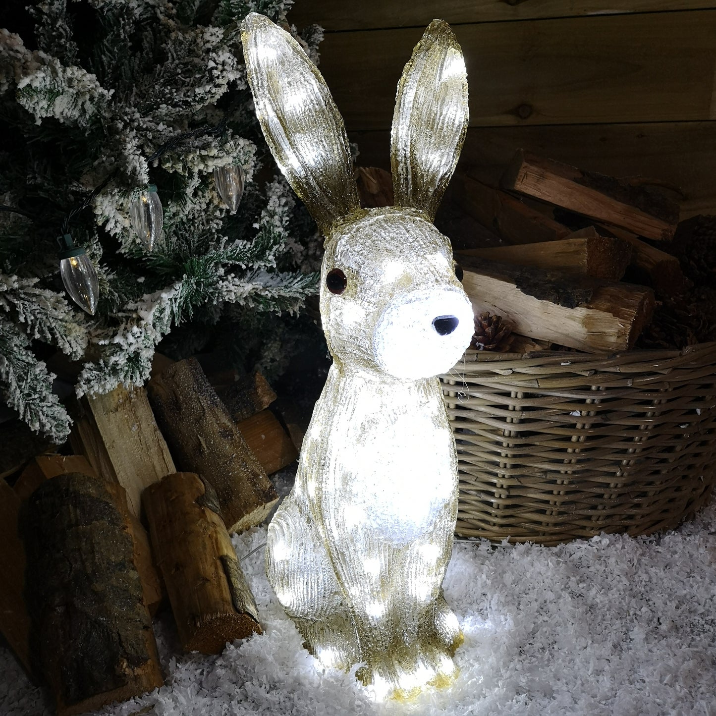 54cm Outdoor The Snowman Acrylic Christmas Hare / Rabbit Figure 80 LEDs