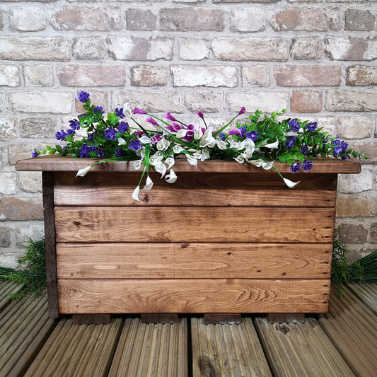 Hand Made 56cm x 34cm Rustic Wooden Small Garden Trough / Flower Bed Planter