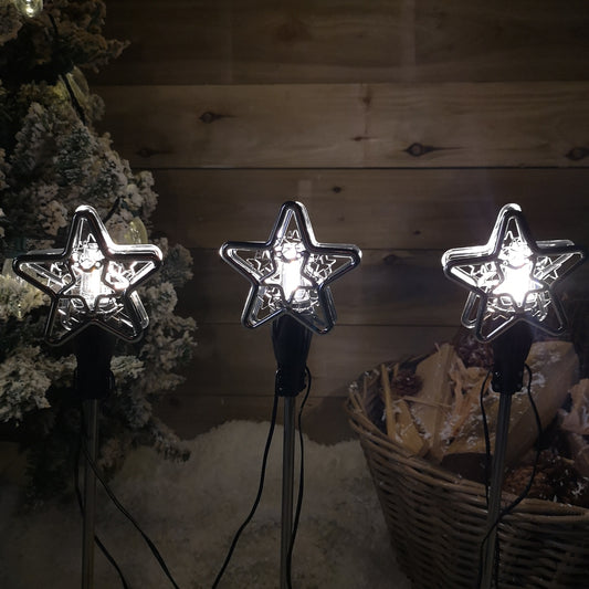 Set of 3 Christmas Star Flashing Warm White LED Connectable Pathfinder Lights