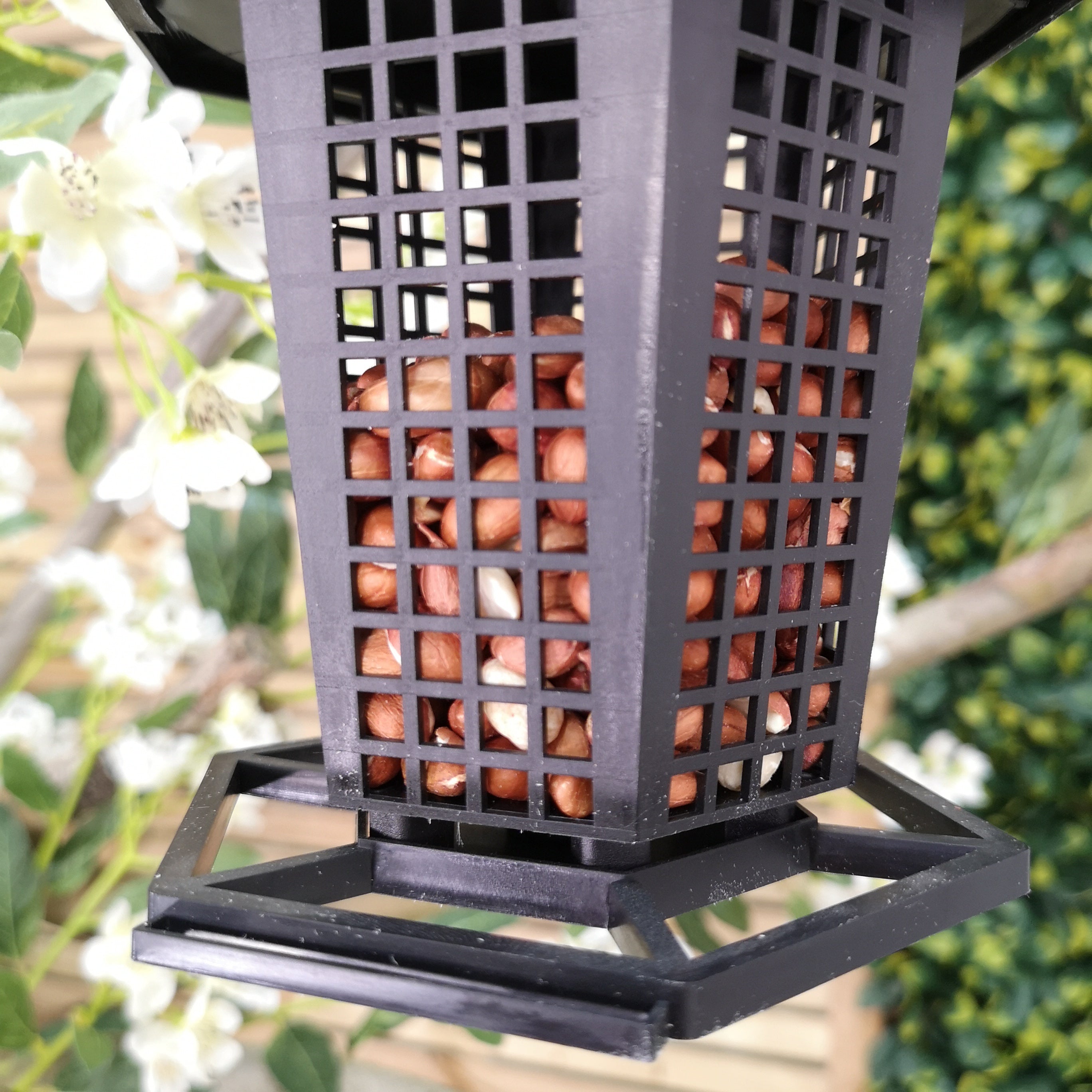 Black Hanging Plastic Lantern Peanut and Seed Feeder Garden Wild Bird