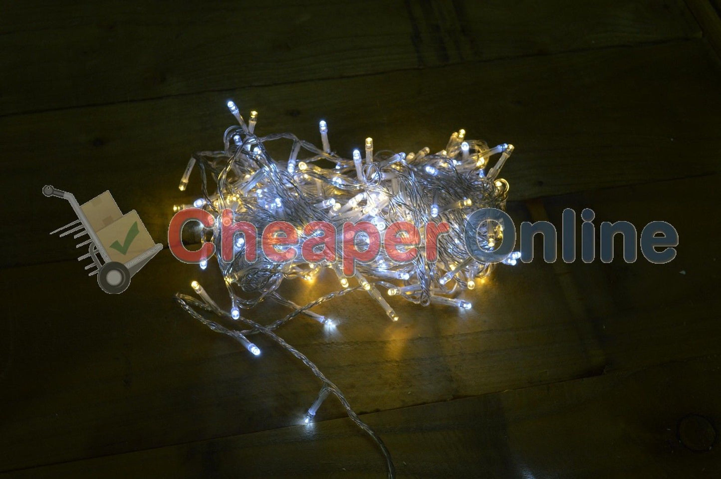 16m 200 LED Premier Outdoor Christmas Lights Warm & Cool White Mix on Clear Wire