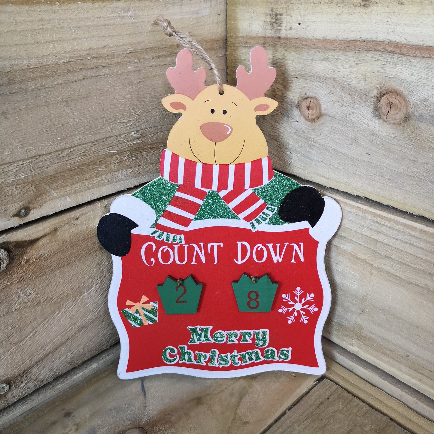 Christmas Countdown Hanging Advent Calendar Reindeer OR Snowman