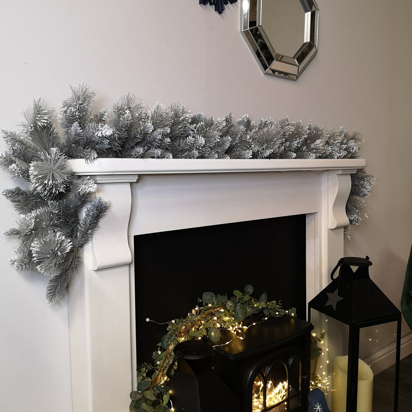 6ft (1.8m) Premier Lightly Flocked Grey Fir Christmas Garland with Mixed Tips