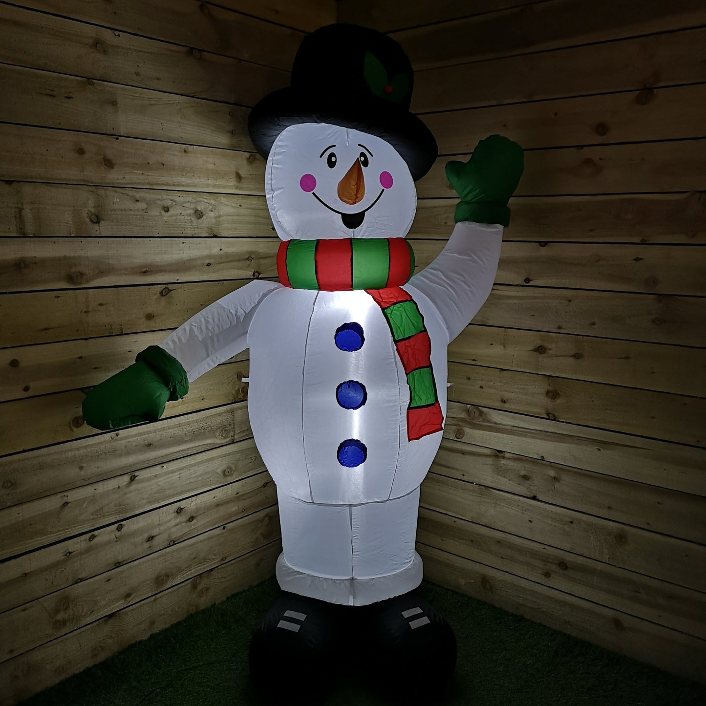 Premier Christmas 1.8m Inflatable Waving Snowman with LED lights