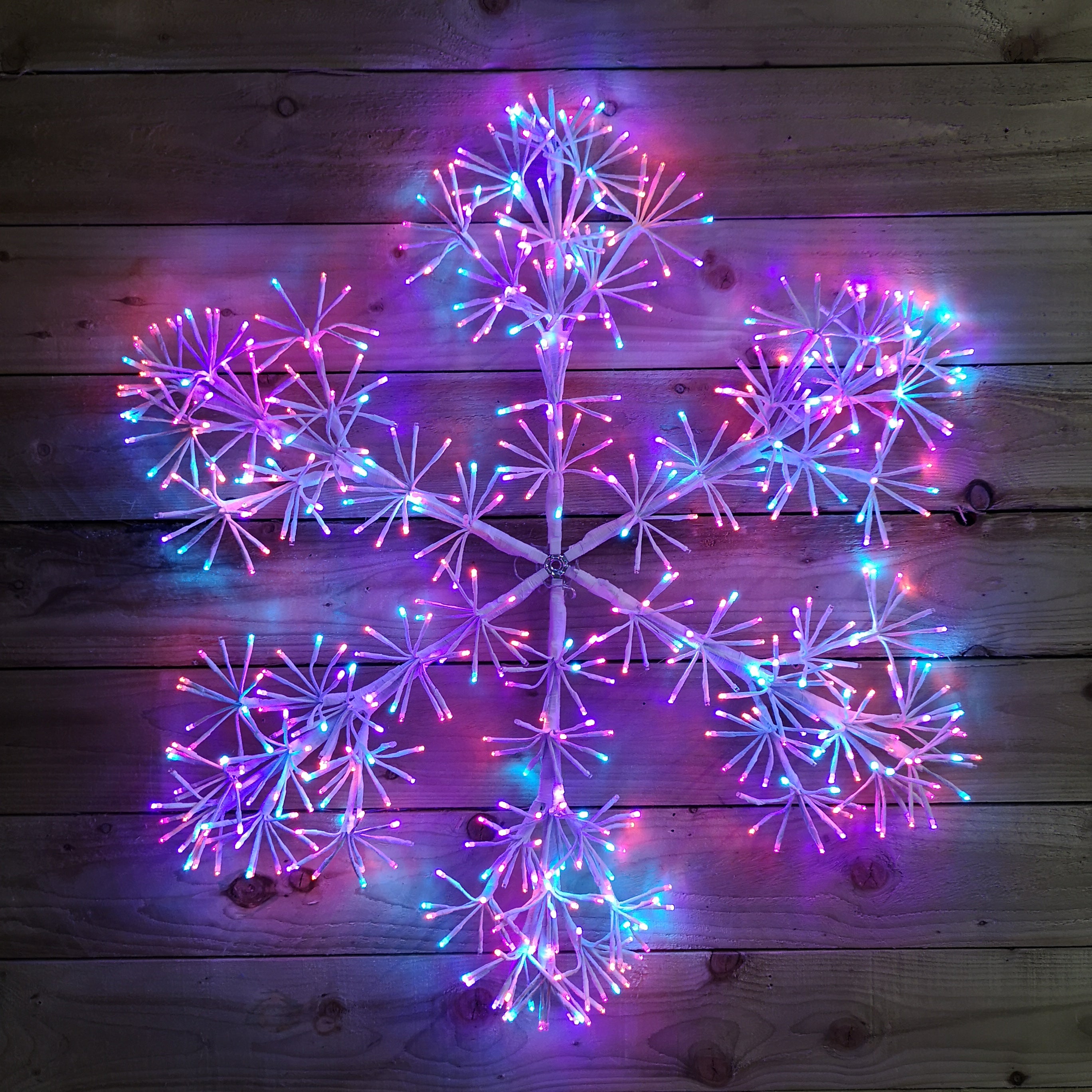 90cm Premier Indoor Outdoor Christmas Starburst Snowflake  LED Light in Rainbow 