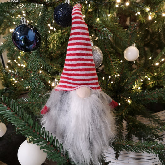 34cm Cuddly Santa Gonk Indoor Christmas Decoration - Stripey Hat