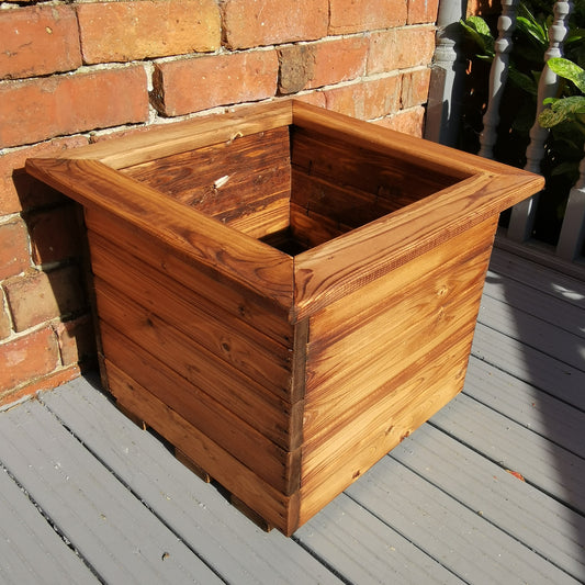 Hand Made 46cm x 46cm Chunky Rustic Wooden Garden Large Square Planter