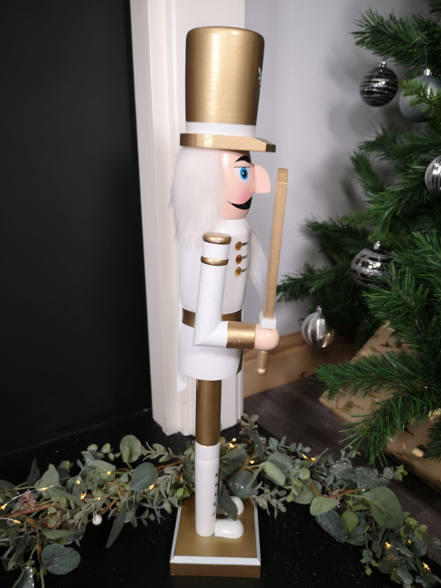 60cm Wooden Christmas Nutcracker Soldier Decoration with White Body and Shoes