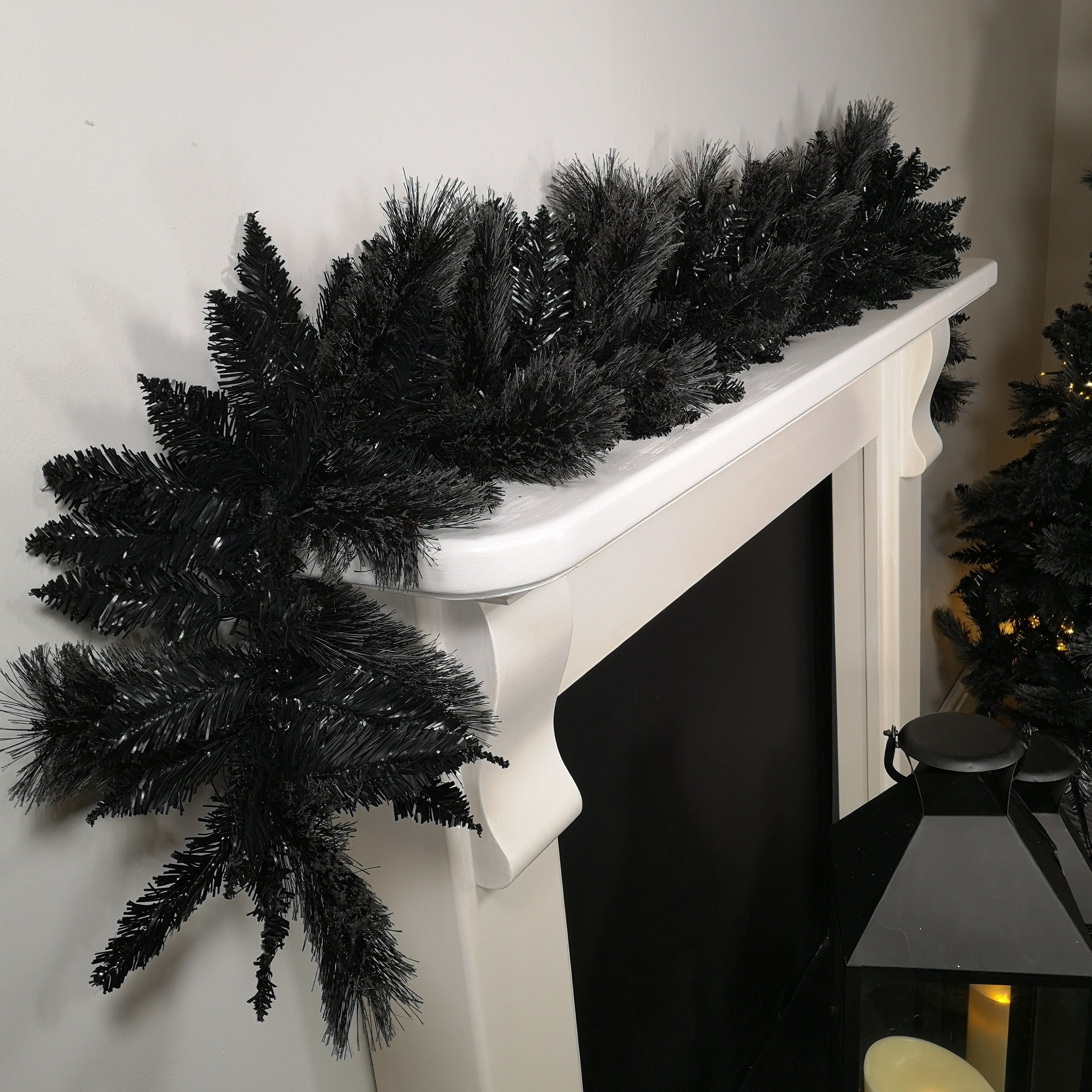 6ft (1.8m) Premier PVC Plain Black Tipped Artificial Christmas Halloween Garland