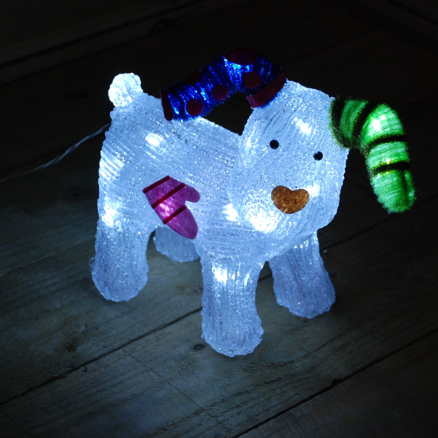 31cm The Snowman Acrylic Snowdog Christmas Decoration with 24 Ice White LEDs