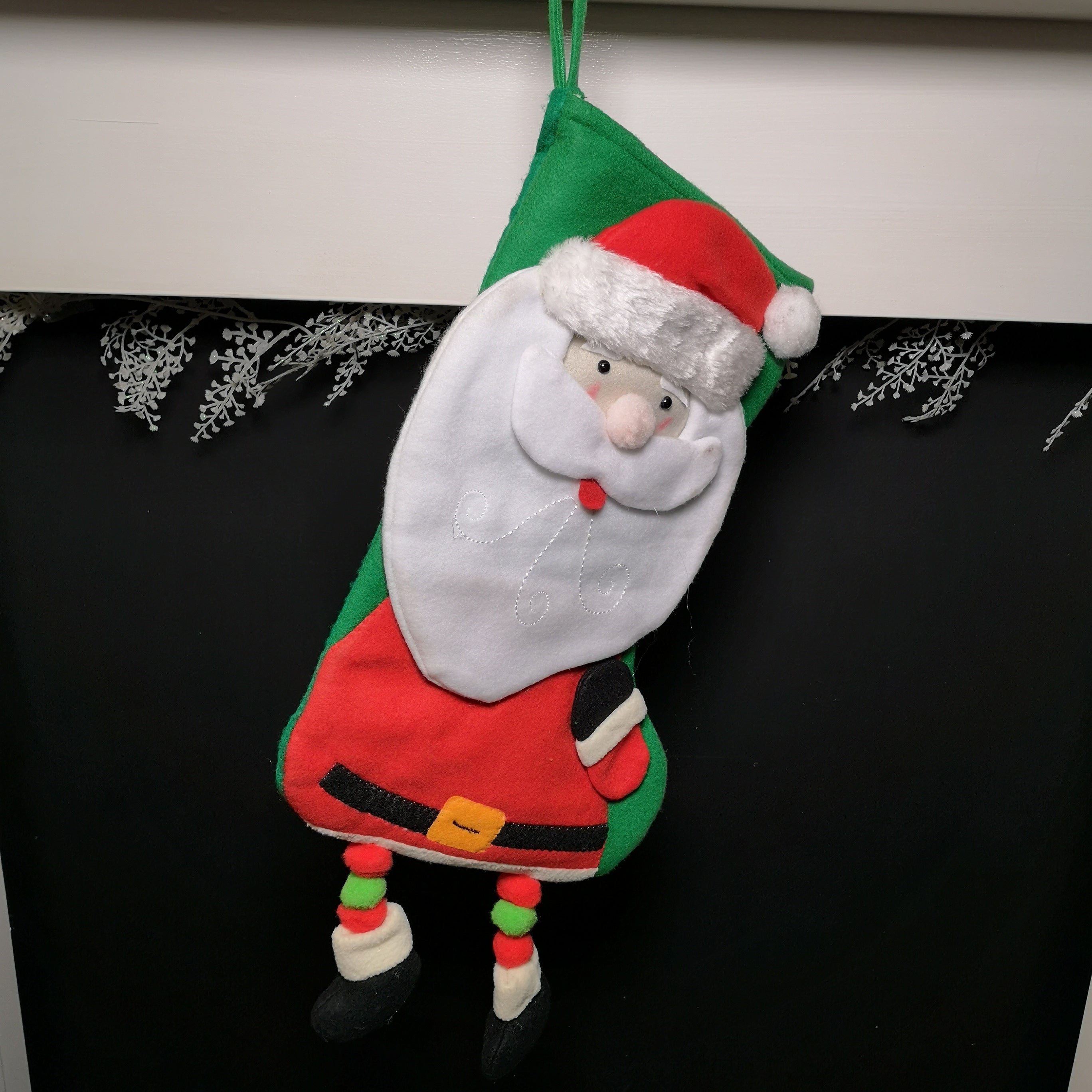 40cm Christmas Stocking Hanging Decoration in 3D Santa Design