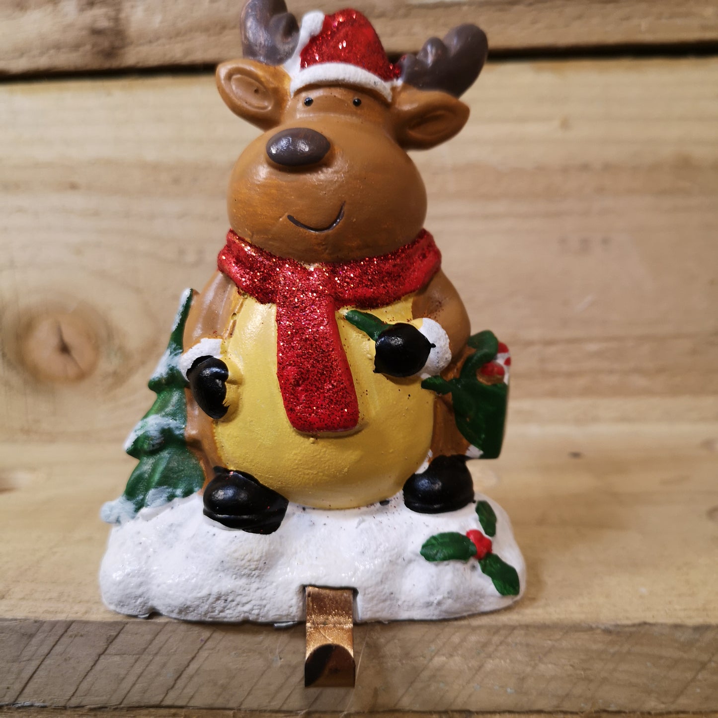 13cm Premier Christmas Stocking Hanger Decoration in Reindeer Design