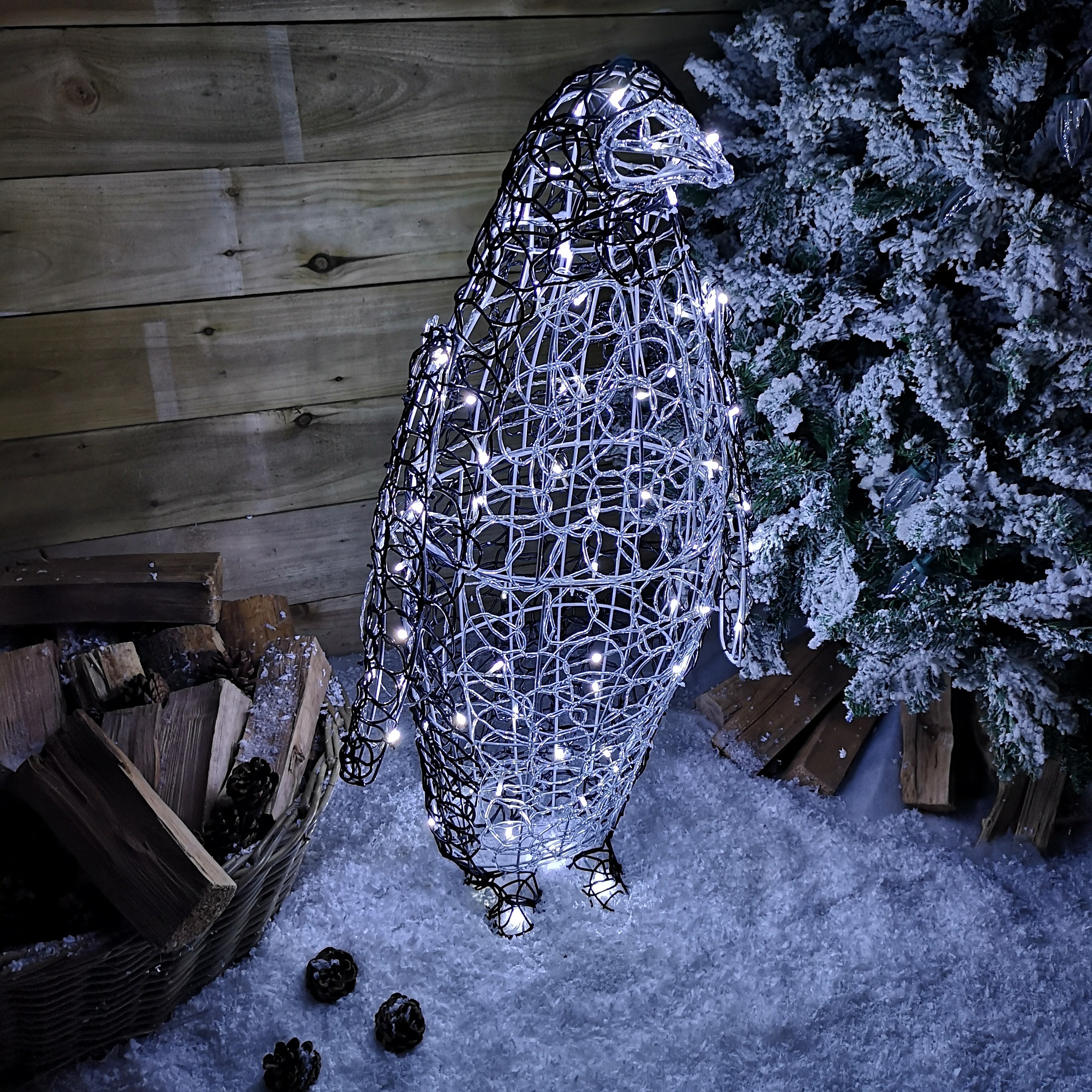 90cm White LED Indoor Outdoor Acrylic Christmas Penguin Decoration