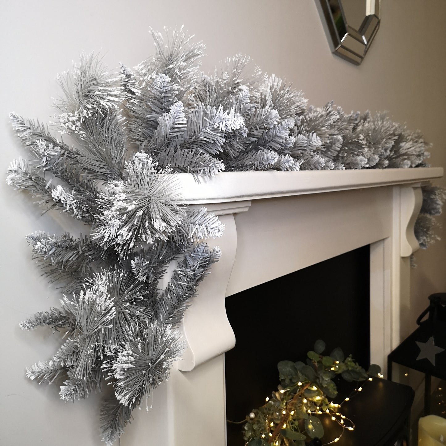 6ft (1.8m) Premier Lightly Flocked Grey Fir Christmas Garland with Mixed Tips