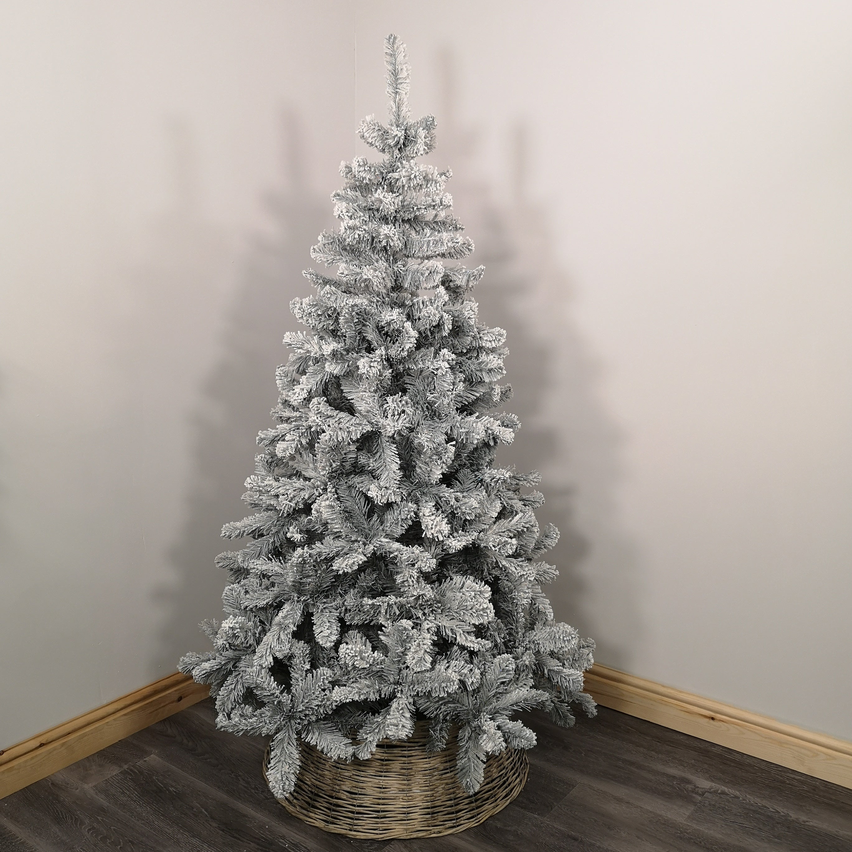 Kaemingk 8ft (240cm) Flocked Snowy Imperial Pine Hinged Christmas Trees