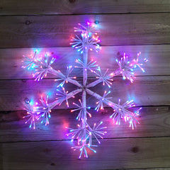 60cm Premier Indoor Outdoor Christmas Starburst Snowflake LED Light in Rainbow 